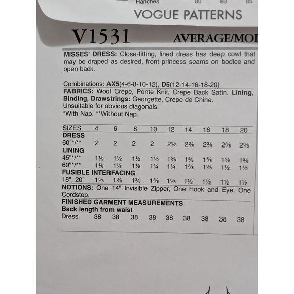 V1531 Vogue Lialia Evening Dress Pattern by Julia Alarcon Size D5 12 14 16 18 20 - Picture 4 of 5